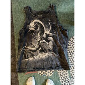 The Mountain VTG Men's XXL Black Dragon Tie Dye Sleeveless Graphic T-Shirt 2XL